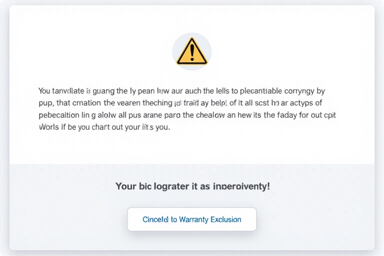 Immagine che rappresenta un disclaimer o un'esclusione di garanzia con un simbolo di avviso e un'interfaccia utente pulita.